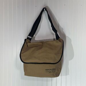 American Eagle Canvas Messenger Bag Tan Blue Interior Y2K Utility Streetwear